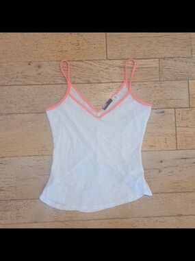 y2k 2000's Vintage BDG White  Tank with Hot Pink Trim USA Made coquette